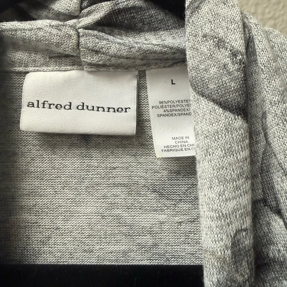 Alfred Dunner Gray Floral 2pc Cardigan Tank Set L Stretch - Picture 3 of 8